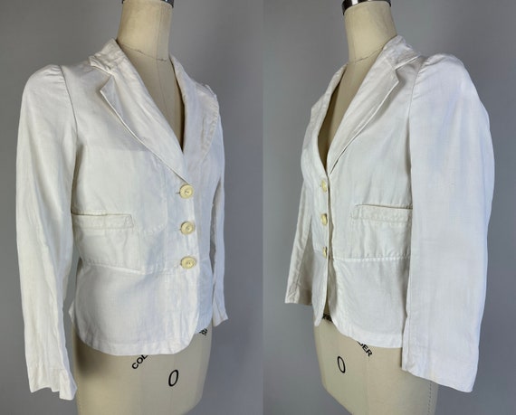 1930s Derby Day Jacket | Vintage 30s White Summer… - image 2