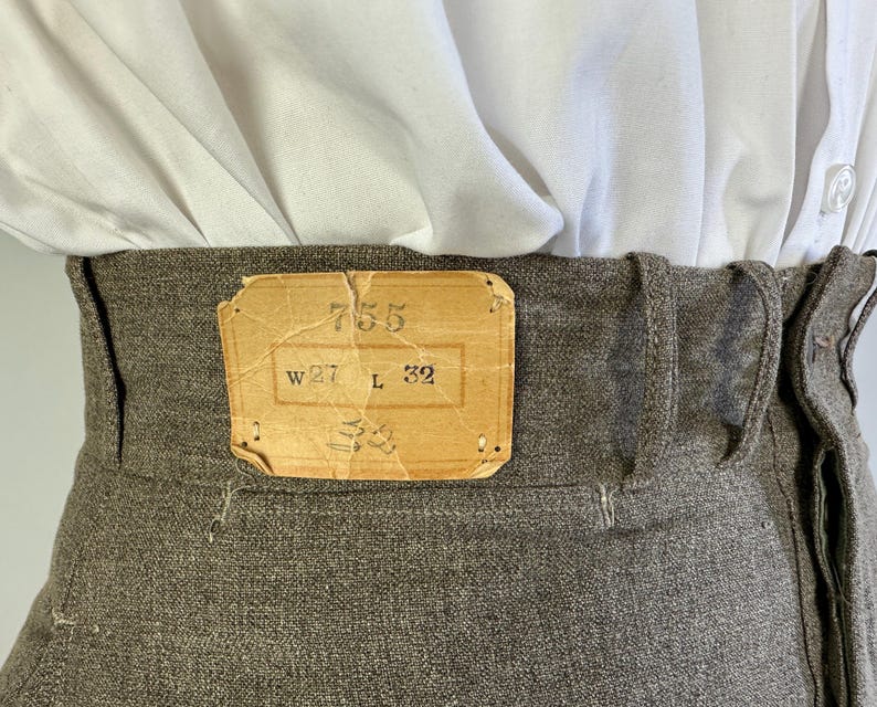 Elegant granietkleurig pak uit de jaren 1920 | Vintage jaren 20 ongevoerde grijze wollen tweedelige set van jasje en broek voor de zomer | Maat 34 Small afbeelding 11