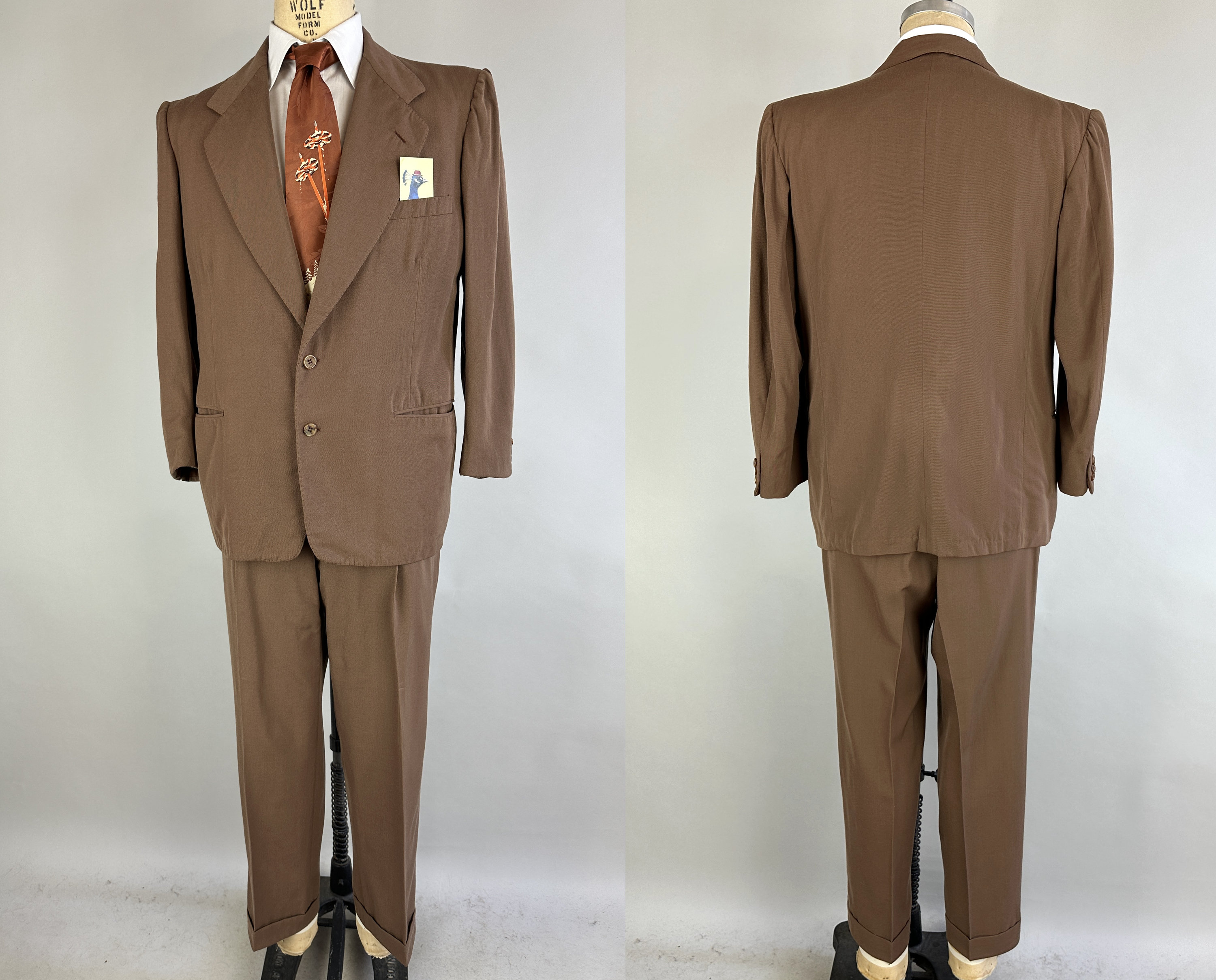 1950s Terrific Tawny Suit | Vintage 50s Top-Stitched Brown 1950s Terrific Tawny Suit | Vintage 50s Top-Stitched Brown