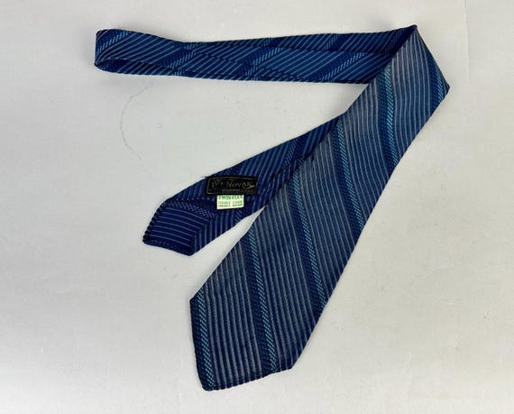 1920s Sapphire Sparkle Necktie | Vintage Antique 20s Varied Blues & PurplesSilk Self Tie Cravat Diagonal Stripes Various Weaves Dated 1922!