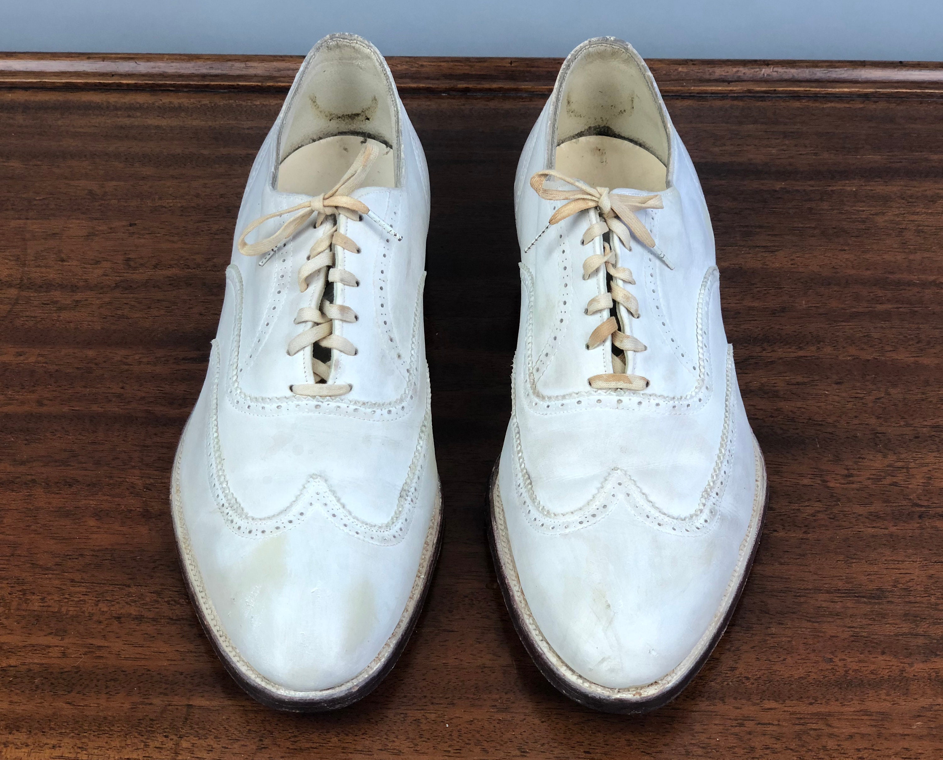 1930s Alabaster White Mens Shoes | Vintage 30s Leather Oxfords with ...