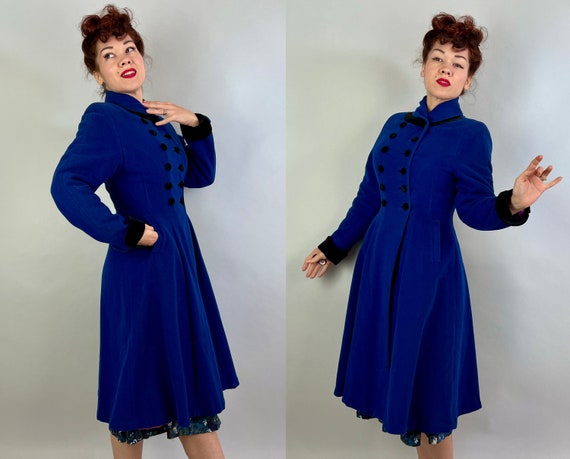 1940s Stunning Sapphire Princess Coat  | Vintage … - image 8