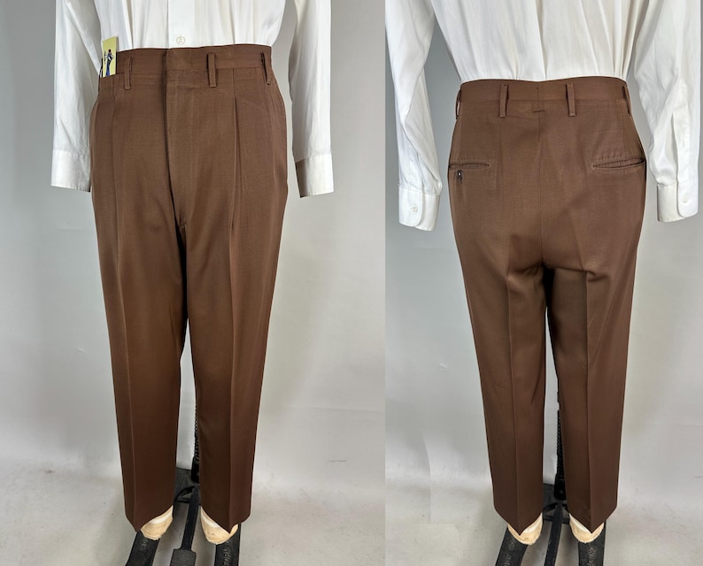 1950s Natural in Neutral Suit | Vintage 50s Two Piece Kangaroo Brown Wool Gabardine Jacket and Trousers with Top Stitching | Size 40 Medium image 7
