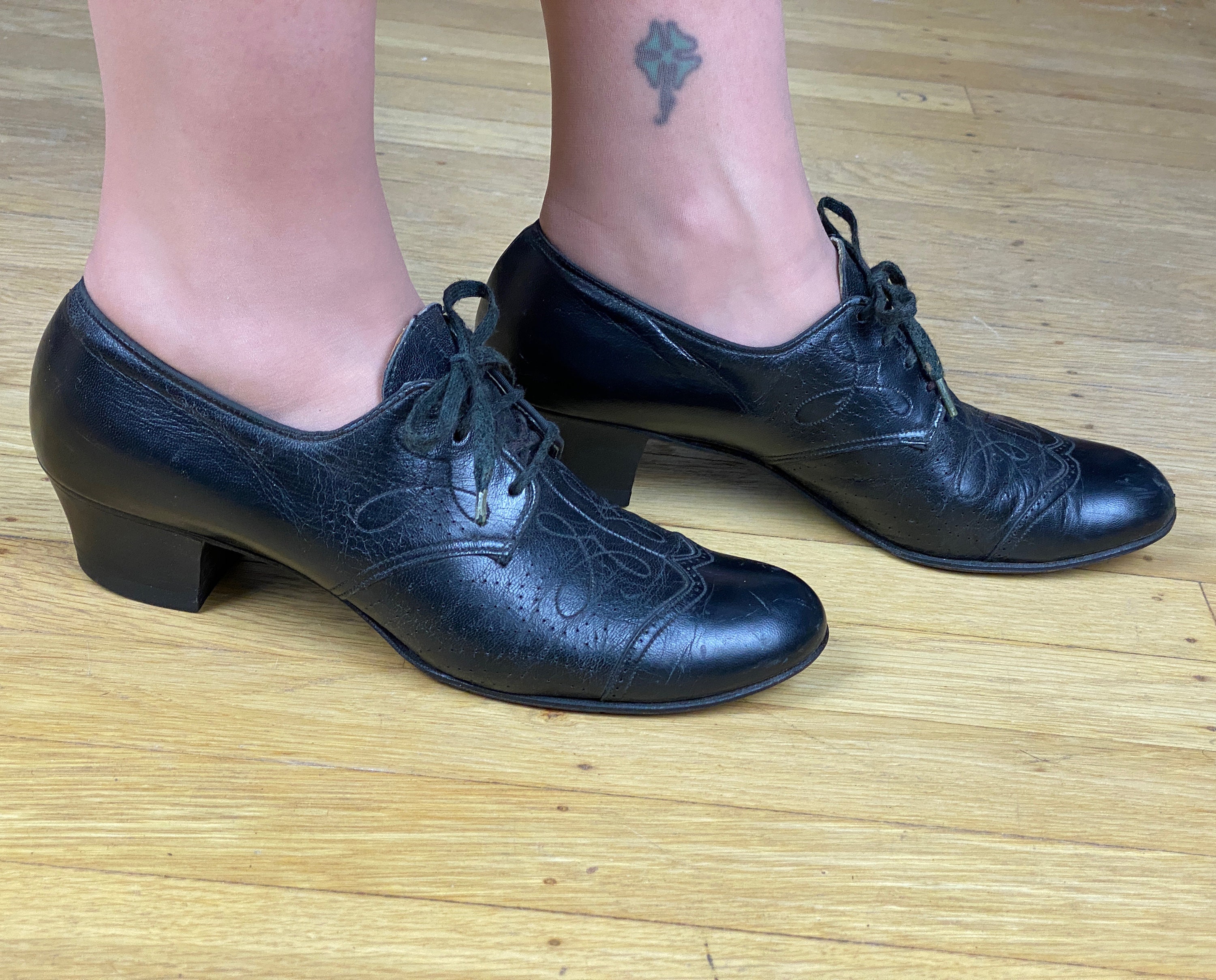 1930s Cute and Casual Oxfords Vintage 30s Black Leather | Etsy