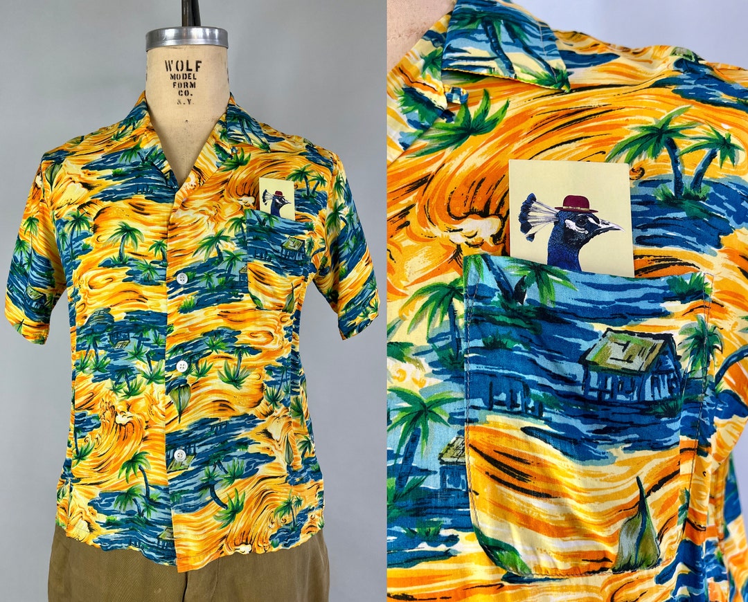 トップス Gavalier 60s 50s Vintage Rayon Shirt S 1950s Island Winds Shirt | Vintage 50s Rayon Hawaiian Top