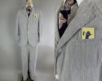 Size 38, 32x33 Vintage Antique 1900s 3pc Black 3 Button Sack Suit