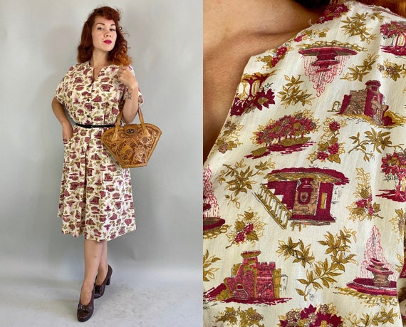 1940s Perfect Park Day Dress | Vintage 40s White C
