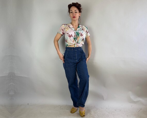 1950s Down the Docks Dungarees | Vintage 50s Classic Dark Blue