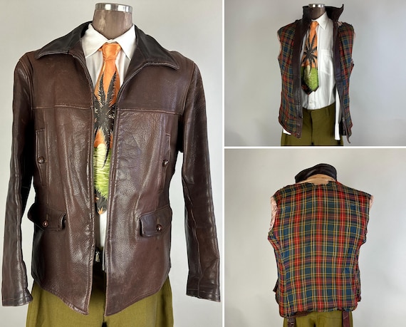 1930s Sportster Leather Jacket | Vintage 30s Brown Townsman