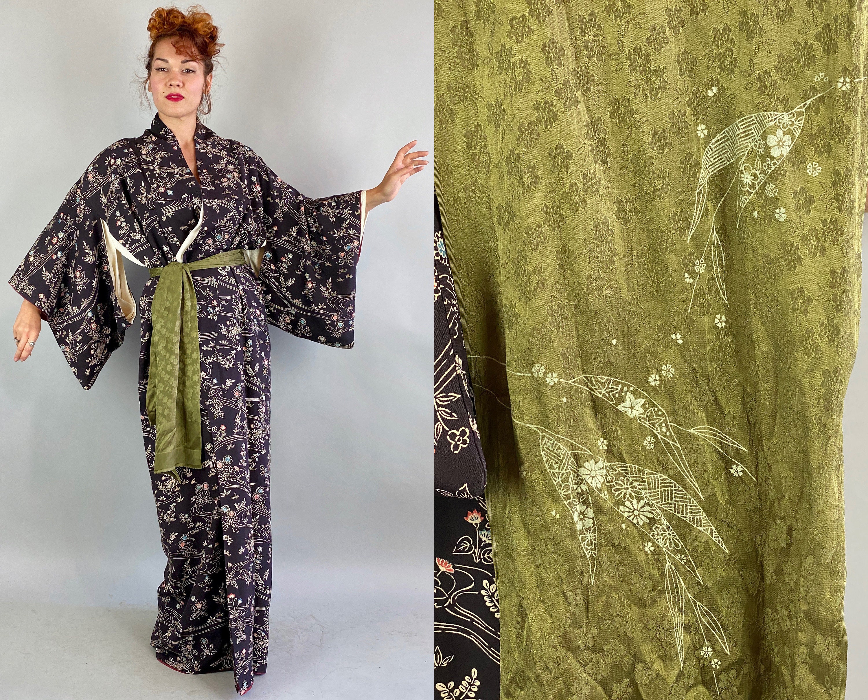 1950s Kimono Kitsuke | Vintage 50s Five Piece Traditional 1950s Kimono Kitsuke | Vintage 50s Five Piece Traditional