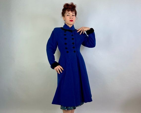 1940s Stunning Sapphire Princess Coat  | Vintage … - image 2