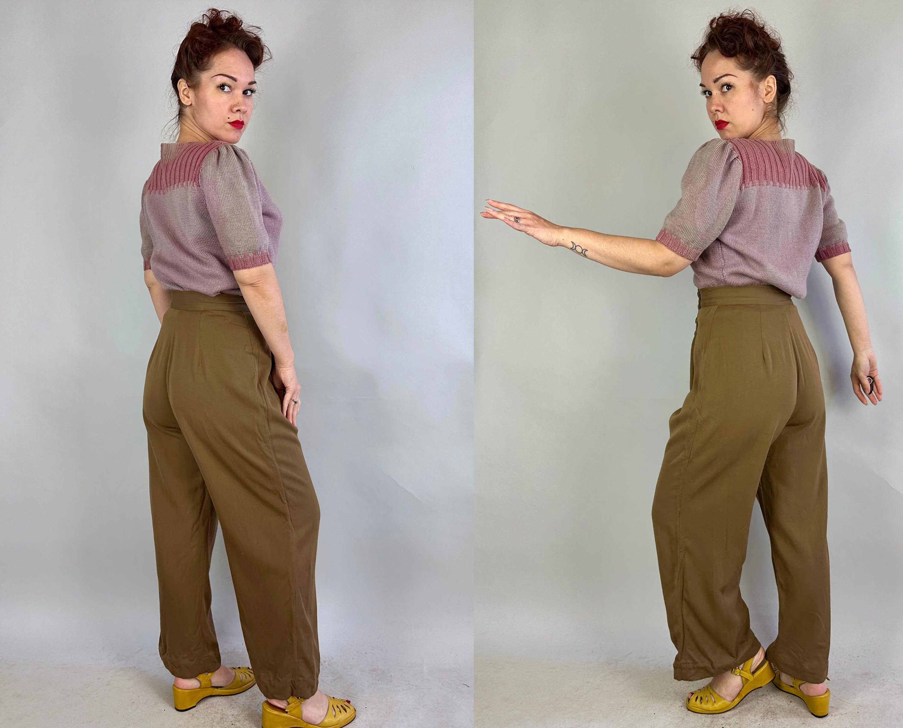 1930s Darling Dietrich Trousers | Vintage 30s Cedar Wool 1930s Darling Dietrich Trousers | Vintage 30s Cedar Wool