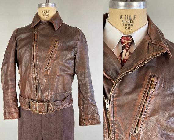 1940s Dandy Delinquent Leather Jacket Vintage 40s Brown - Etsy