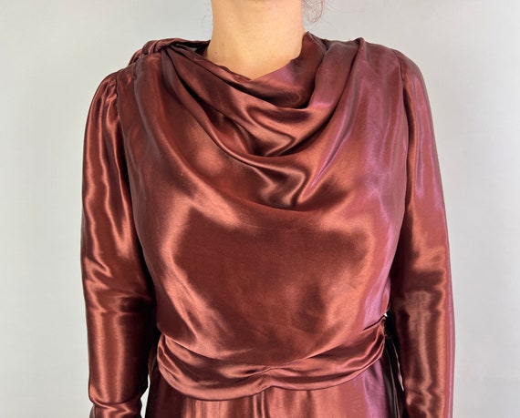 1930s Bold and Bronze Dress | Vintage 30s Brown R… - image 4