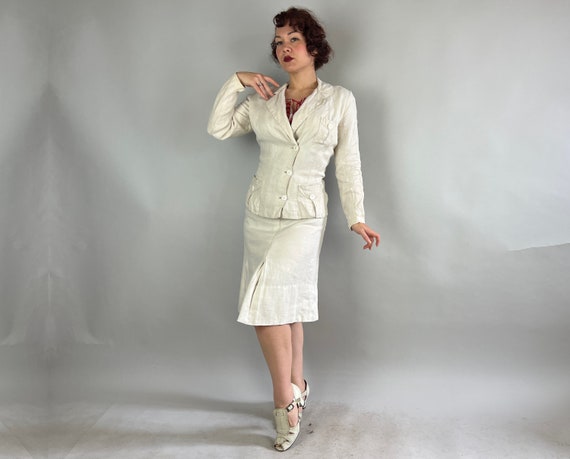 1930s Derby Day Suit | Vintage 30s White Summer L… - image 4