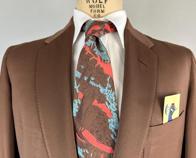 1950s Natural in Neutral Suit | Vintage 50s Two Piece Kangaroo Brown Wool Gabardine Jacket and Trousers with Top Stitching | Size 40 Medium image 5