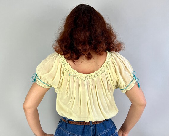 1930s Pastoral Peasant Blouse | Vintage 30s Yello… - image 9