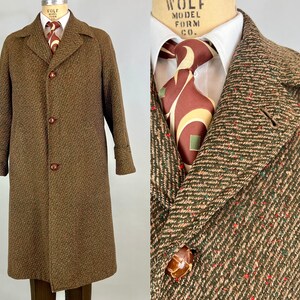 1940s Turbulent Tweed Overcoat  Vintage 40s Mottled Black & image 1
