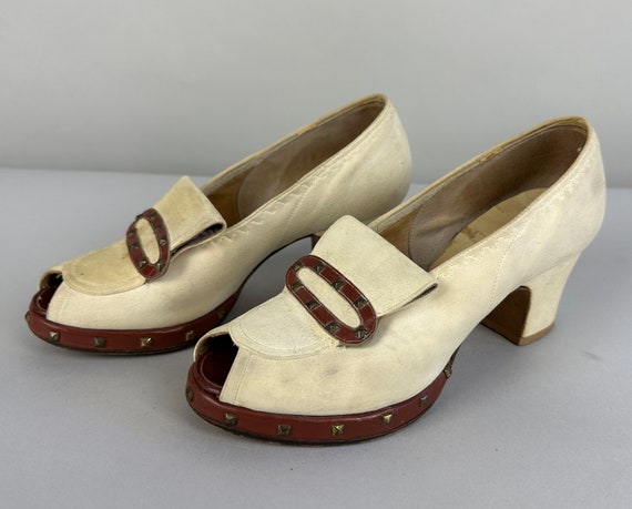 1930s Stunning Studded Shoes | Vintage 30s Ivory … - image 3