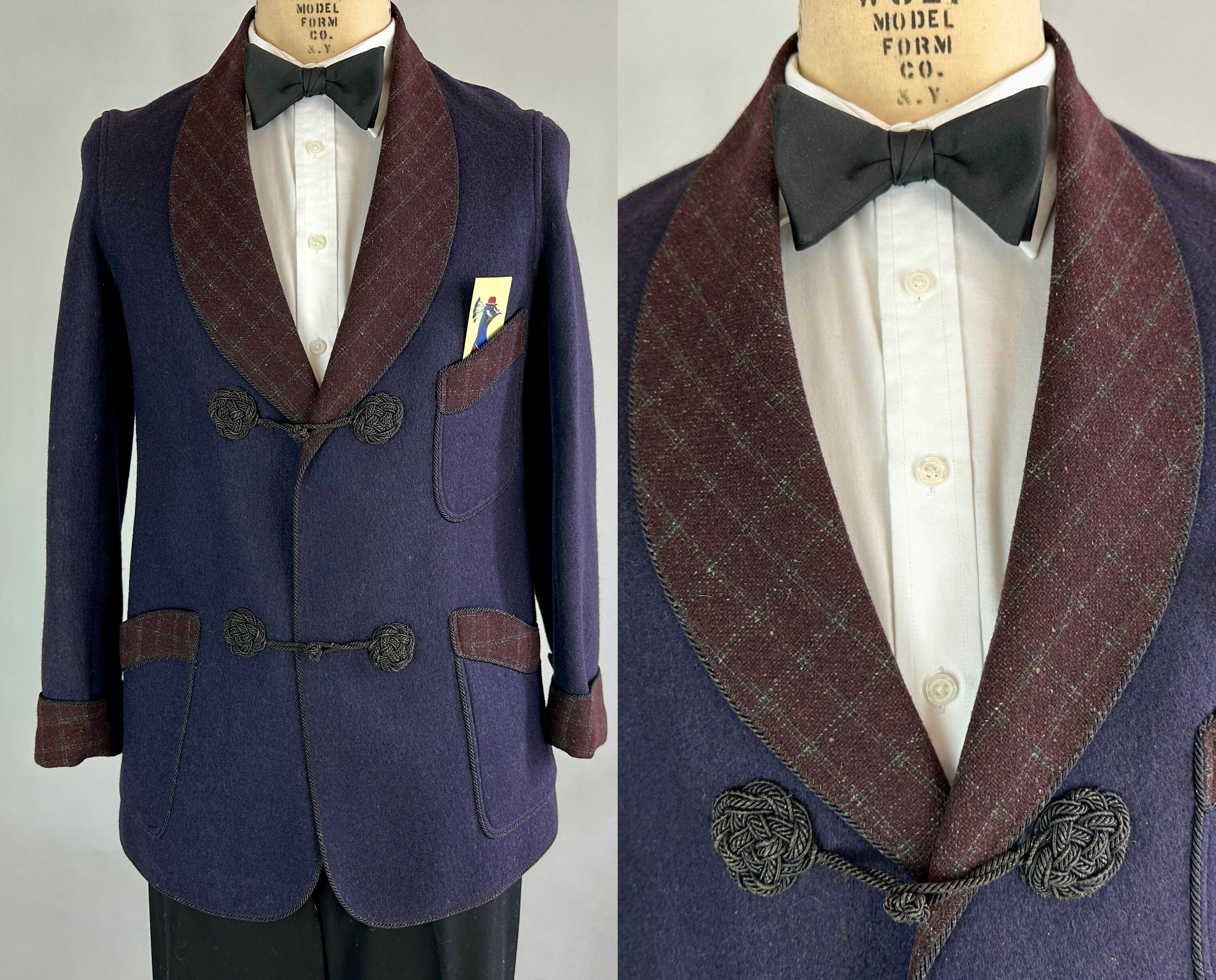1920s Gentleman’s Delight Smoking Jacket | Vintage Antique 20s Blue and