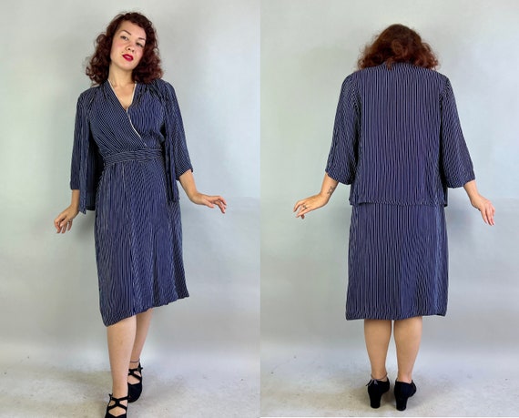 1940s Successful in Stripes Dress Set | Vintage 4… - image 9