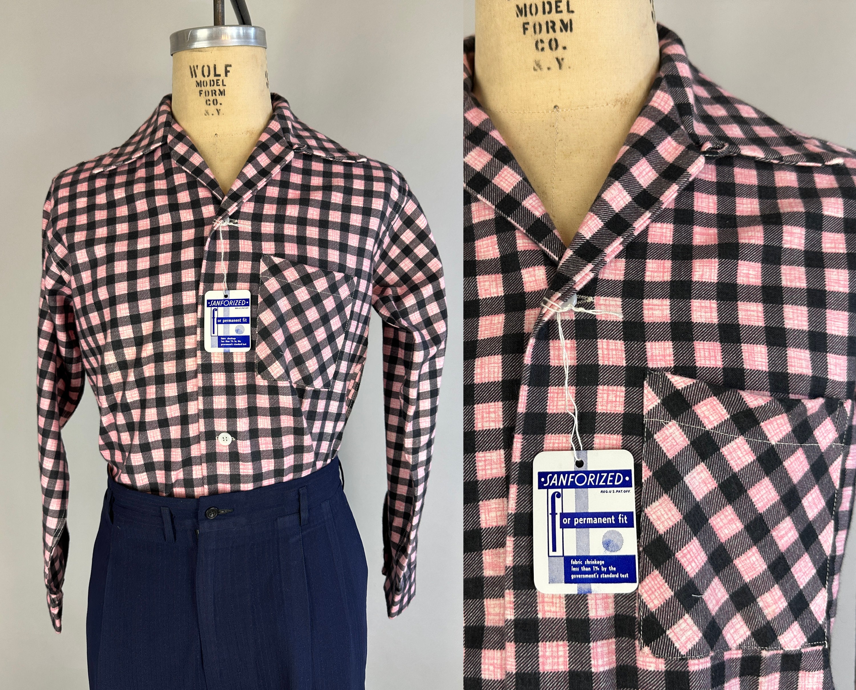 1940s Check This Fit Flannel Shirt | Vintage 40s Deadstock 1940s Check This Fit Flannel Shirt | Vintage 40s Deadstock