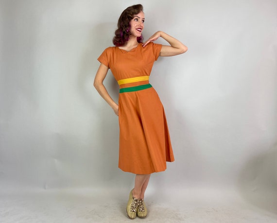 1940s Pumpkin Patch Perfect Dress | Vintage 40s O… - image 3