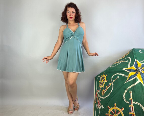 1930s By the Sea Swimsuit Romper | Vintage 30s Se… - image 5