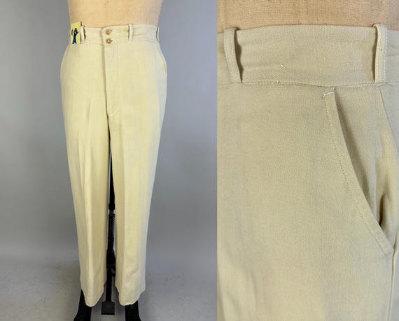 1930s Summer Soiree Trousers | Vintage 30s Cream White Wool 1930s Summer Soiree Trousers | Vintage 30s Cream White Wool