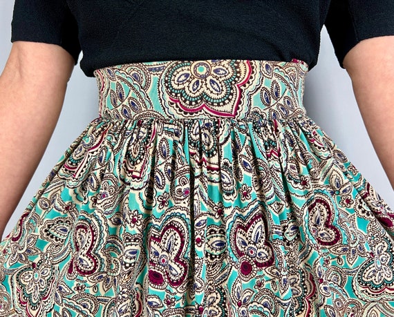 1930s Pretty in Paisley Skirt | Vintage 30s Blue … - image 5