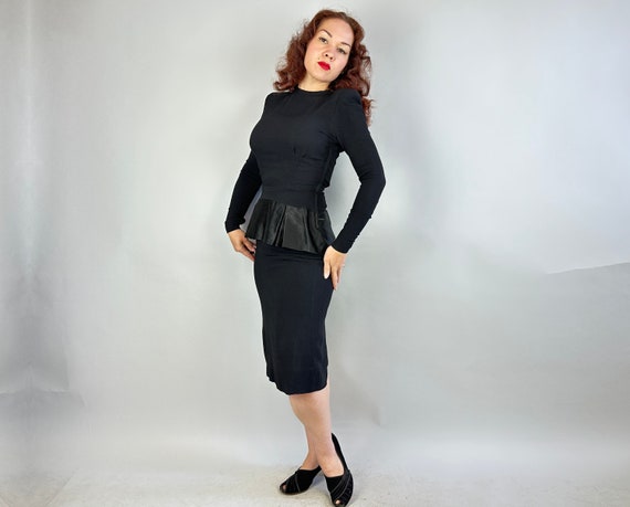 1940s Jet Black Bombshell Dress | Vintage 40s Ray… - image 6