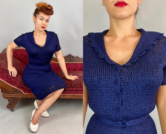 1940s Set for Success Frock | Vintage 40s Midnight