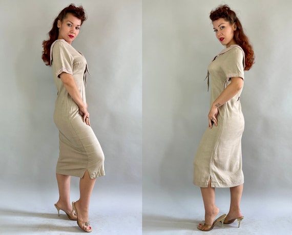 1940s Sahara Sandy Day Dress | Vintage 40s Sand B… - image 6