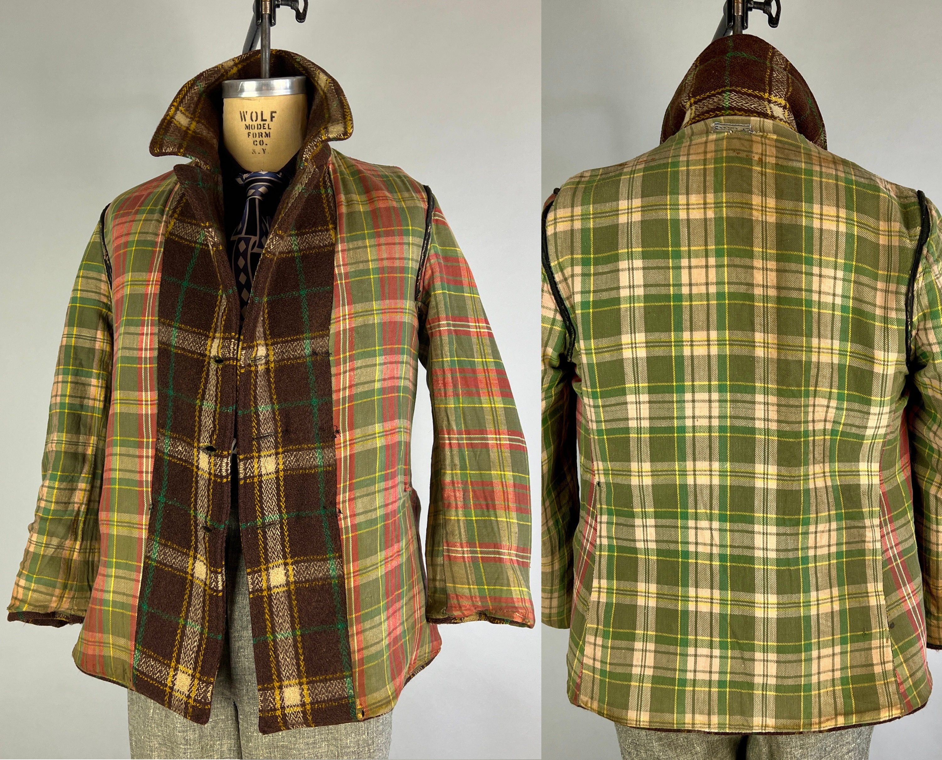 1930s Outdoorsy Oscar Coat | Vintage 30s Belted Back Hickory Brown ...