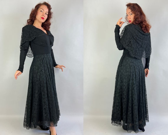 1940s Dark Romance Dress | Vintage 40s Black Rayo… - image 8