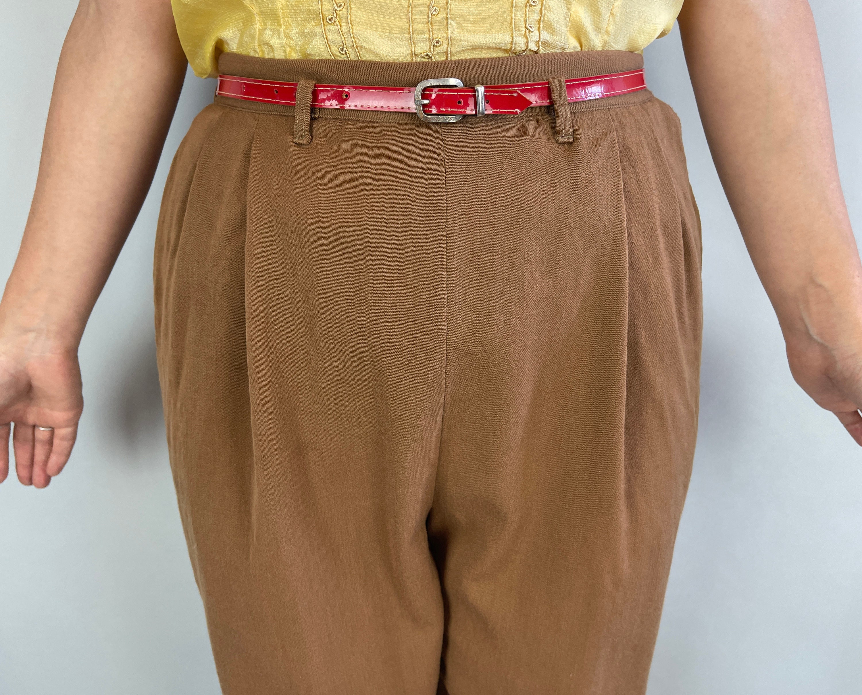 1940s Sporting Ladies Slacks | Vintage 40s Latte Brown Wool