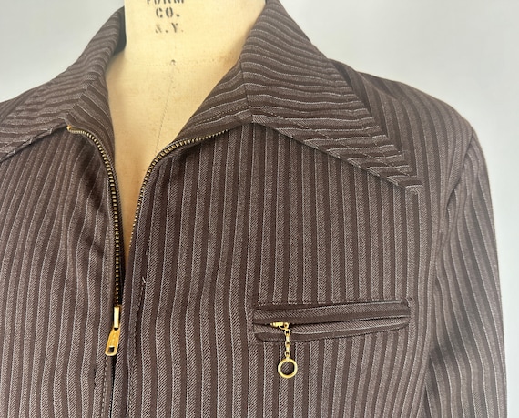 1940s Chic Stripes Cinch Jacket | Vintage 40s Bro… - image 4
