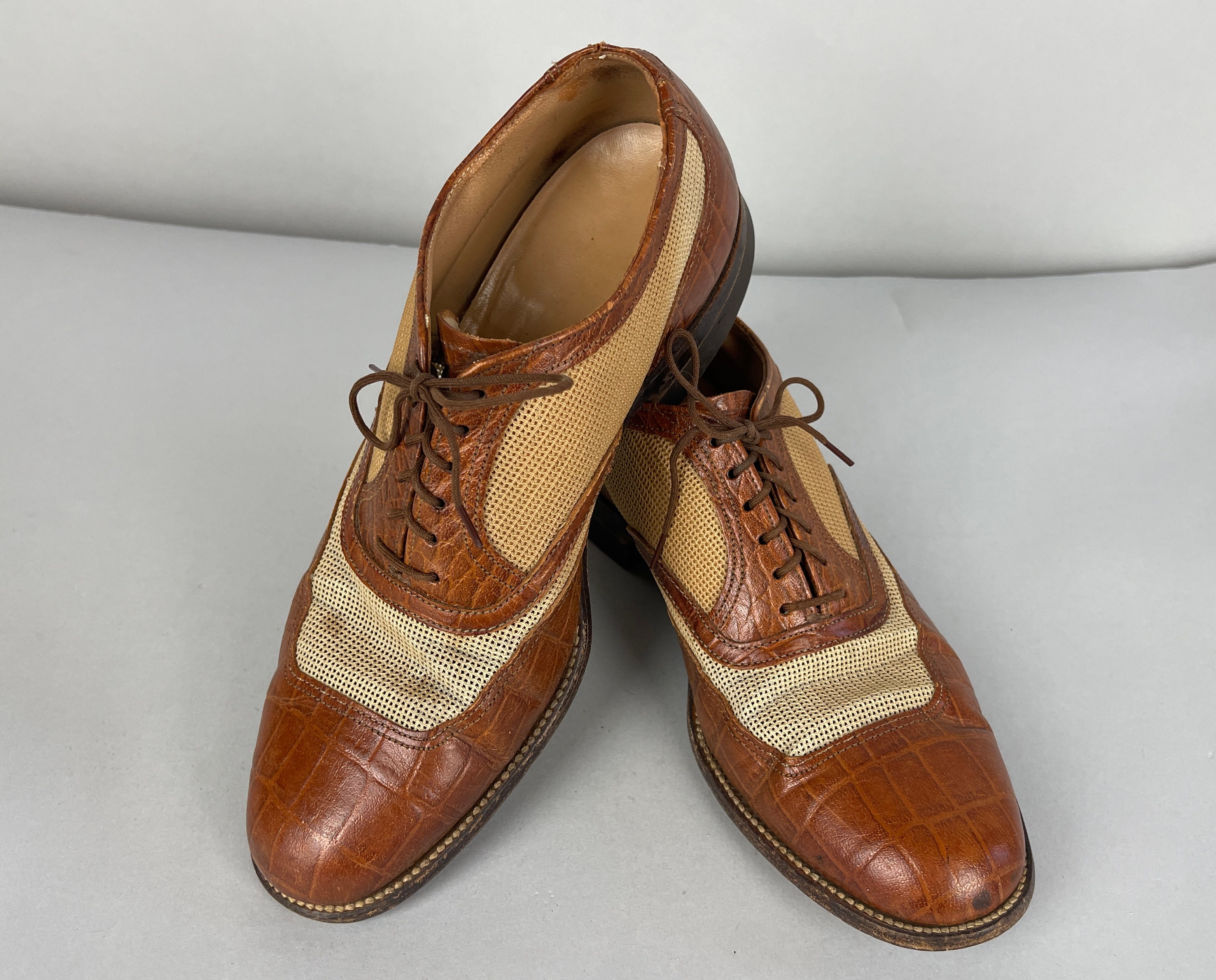 1940s Ventilated Advantage Shoes Vintage 40s Leather Honey Etsy 日本