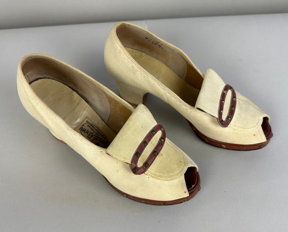 1930s Stunning Studded Shoes | Vintage 30s Ivory … - image 7