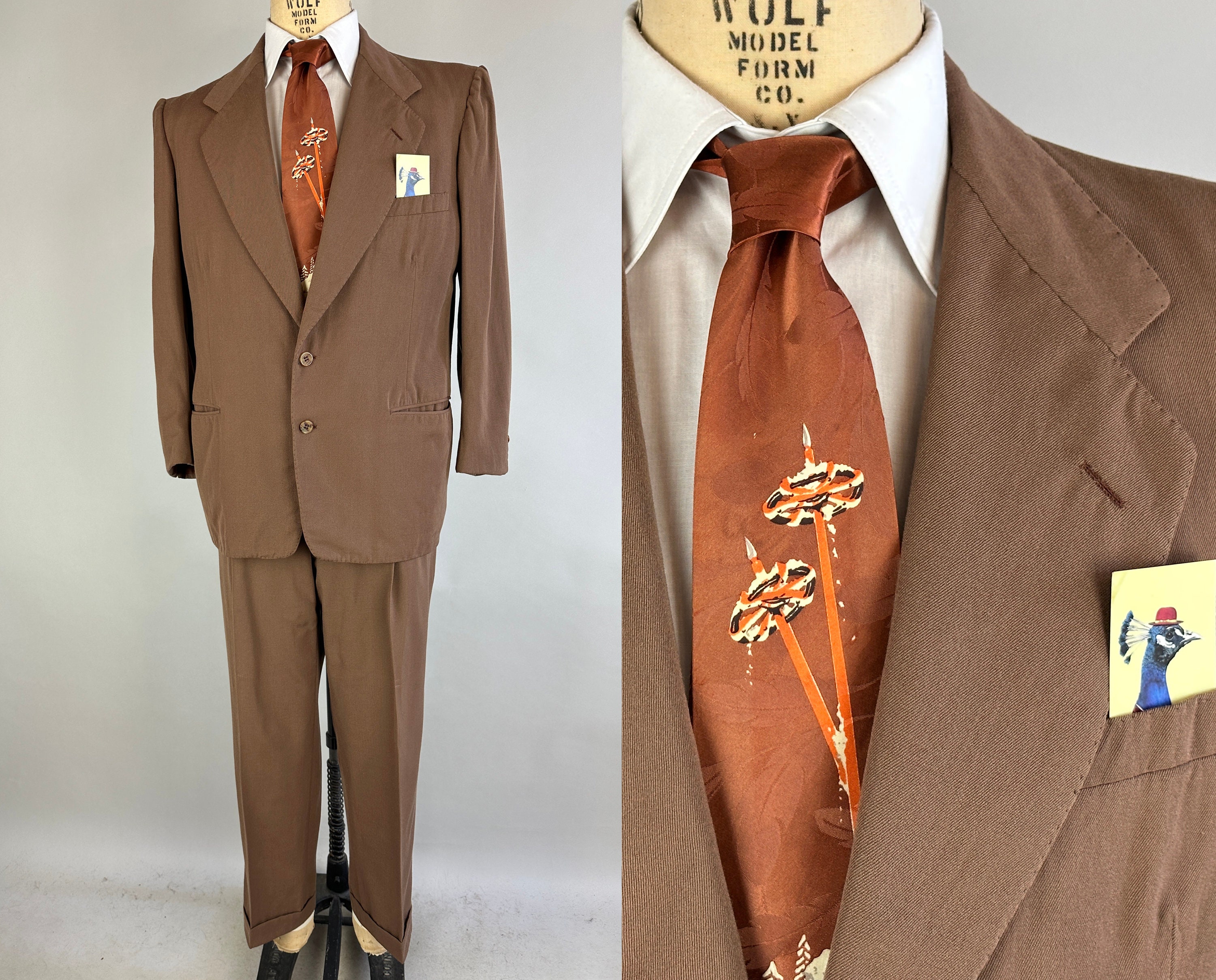 1950s Terrific Tawny Suit | Vintage 50s Top-Stitched Brown 1950s Terrific Tawny Suit | Vintage 50s Top-Stitched Brown