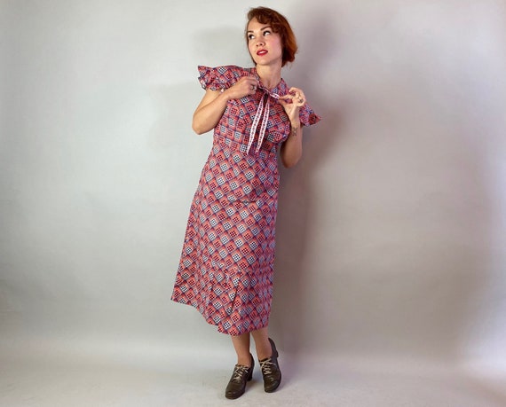 1930s Patriotic Picnic Dress | Vintage 30s Diamon… - image 2