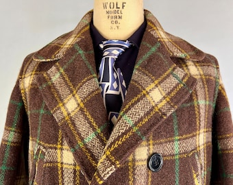 1930s Outdoorsy Oscar Coat | Vintage 30s Belted Back Hickory 1930s Outdoorsy Oscar Coat | Vintage 30s Belted Back Hickory