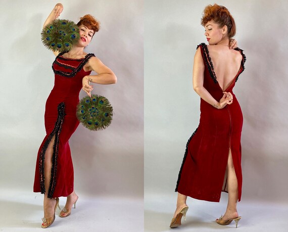 1940s Gypsy’s Gimmick Gown | Vintage 40s Rose Red