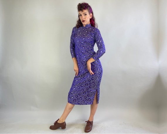 1940s Vibrant Violet Cheongsam | Vintage 40s Purp… - image 6