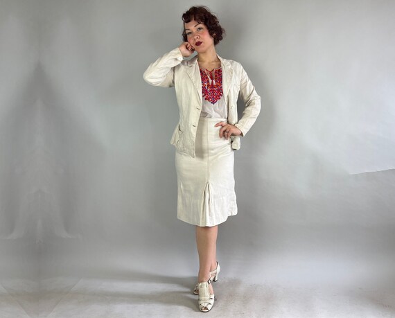 1930s Derby Day Suit | Vintage 30s White Summer L… - image 8