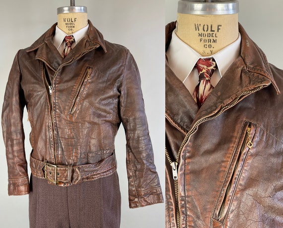 1940's Leather Coat - Brown