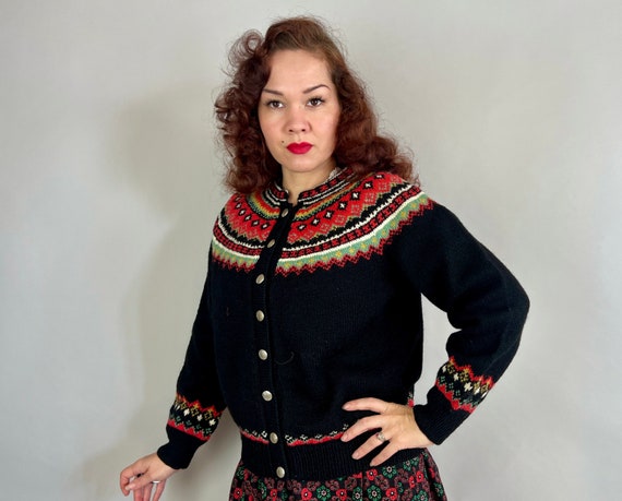 1950s Nestled in Norway Cardigan | Vintage 50s Bl… - image 2