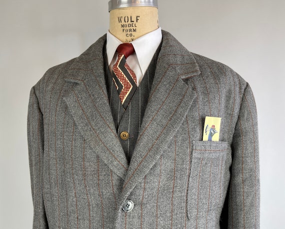 1930s Belted Back Jacket | Vintage 30s Grey Wool … - image 7