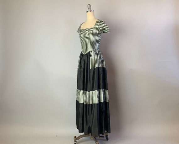 1930s Striped Vaudeville Dress | 30s Grey & White… - image 8