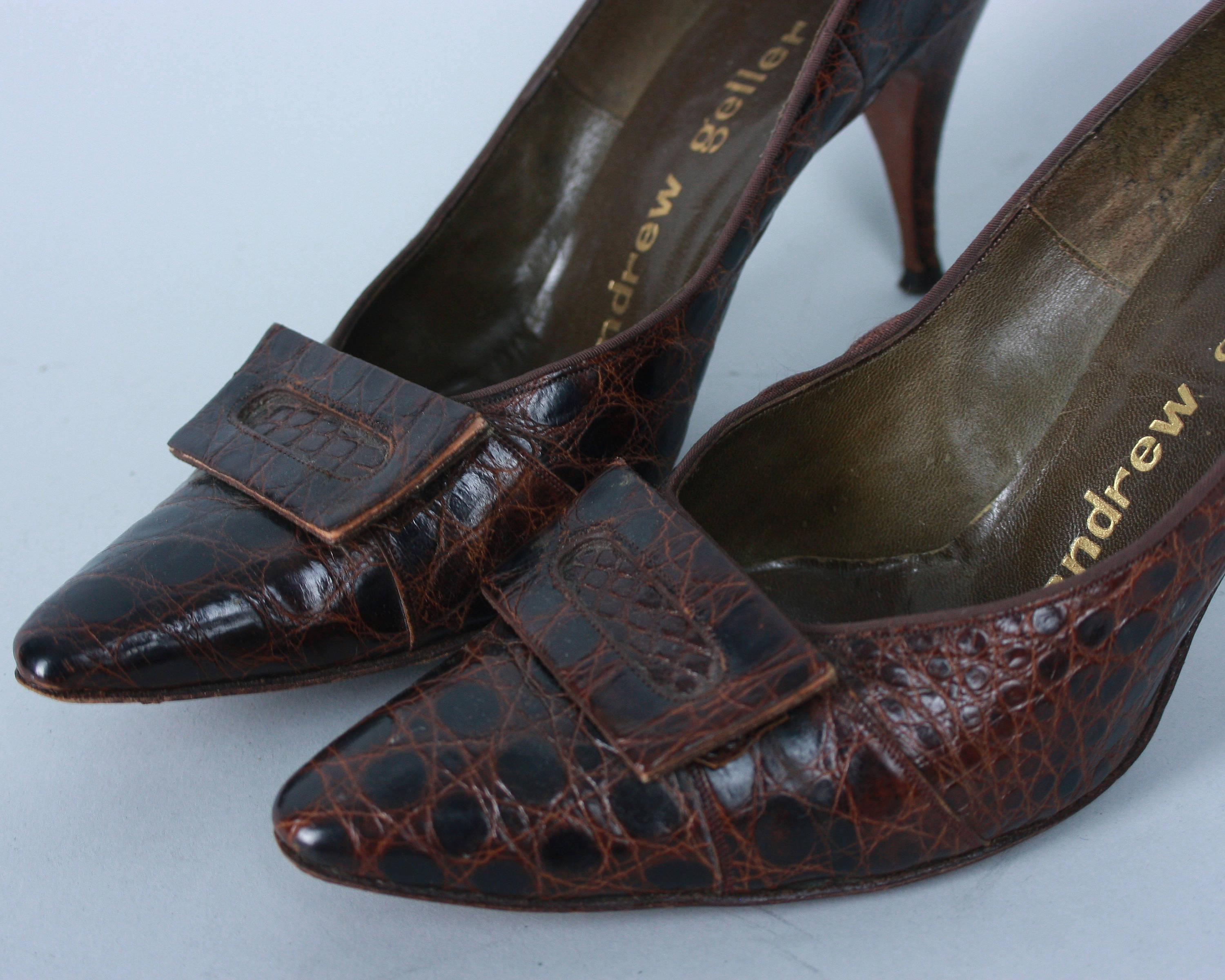 1950s Alligator Heels | Vintage 50s Brown Pumps Shoes with Covered ...